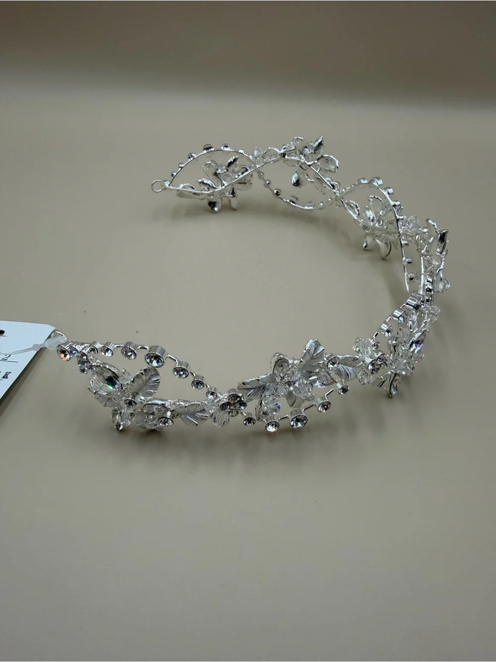 Paisley B Designs Silver Crystal Floral Bridal Tiara Headband NWT